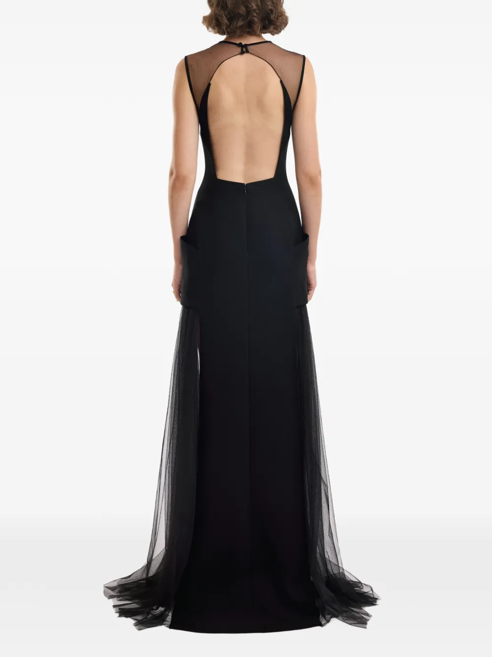 Gemy Maalouf Maxi-jurk met open rug en structuur Zwart