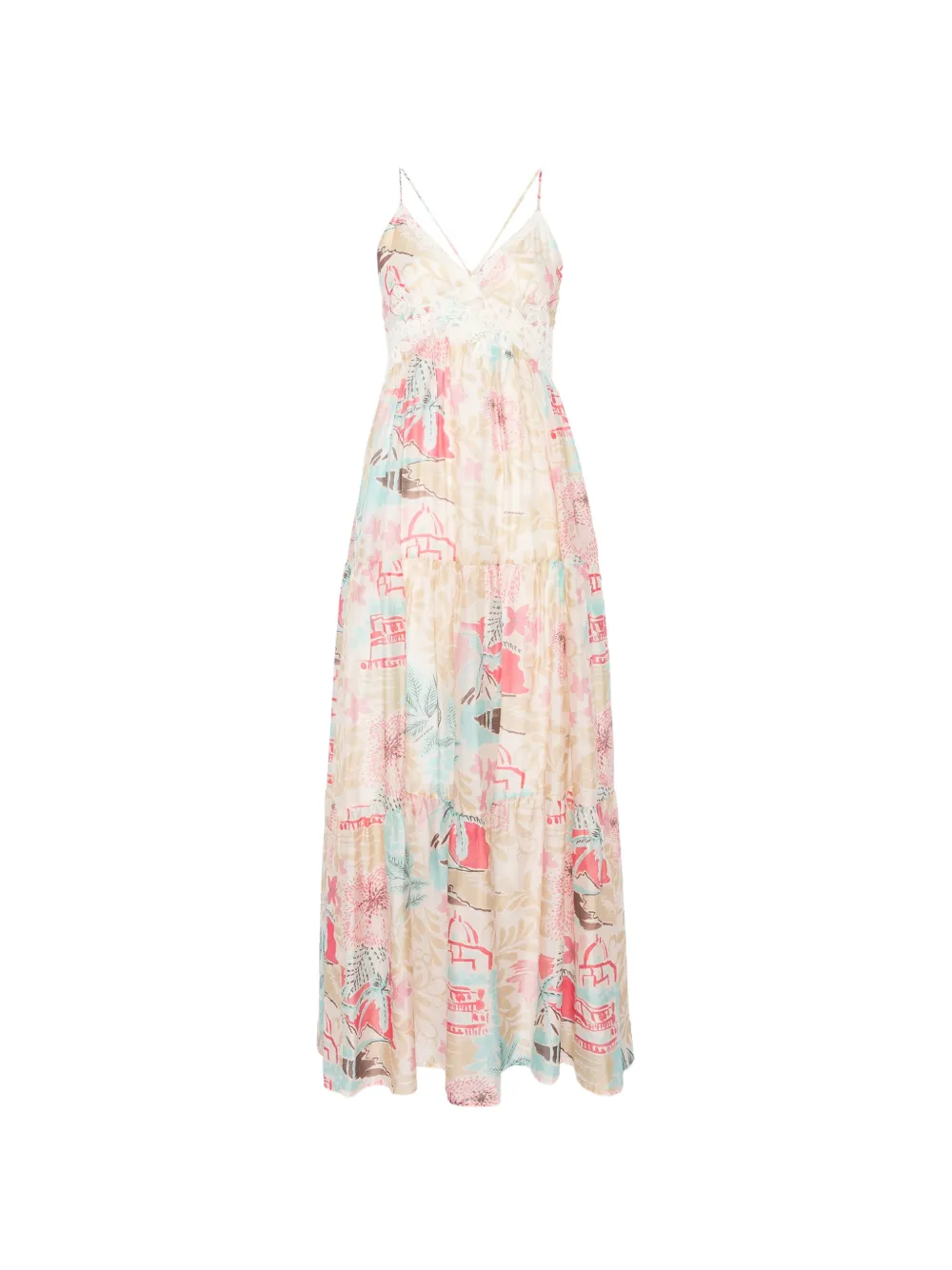 ERMANNO FIRENZE lace floral maxi dress - Toni neutri