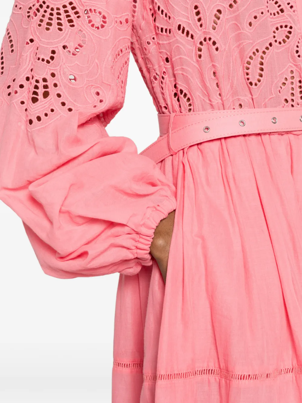 ERMANNO FIRENZE Midi-jurk met ceintuur en ringlets Roze