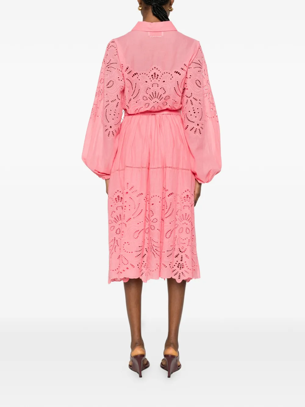 ERMANNO FIRENZE Midi-jurk met ceintuur en ringlets Roze