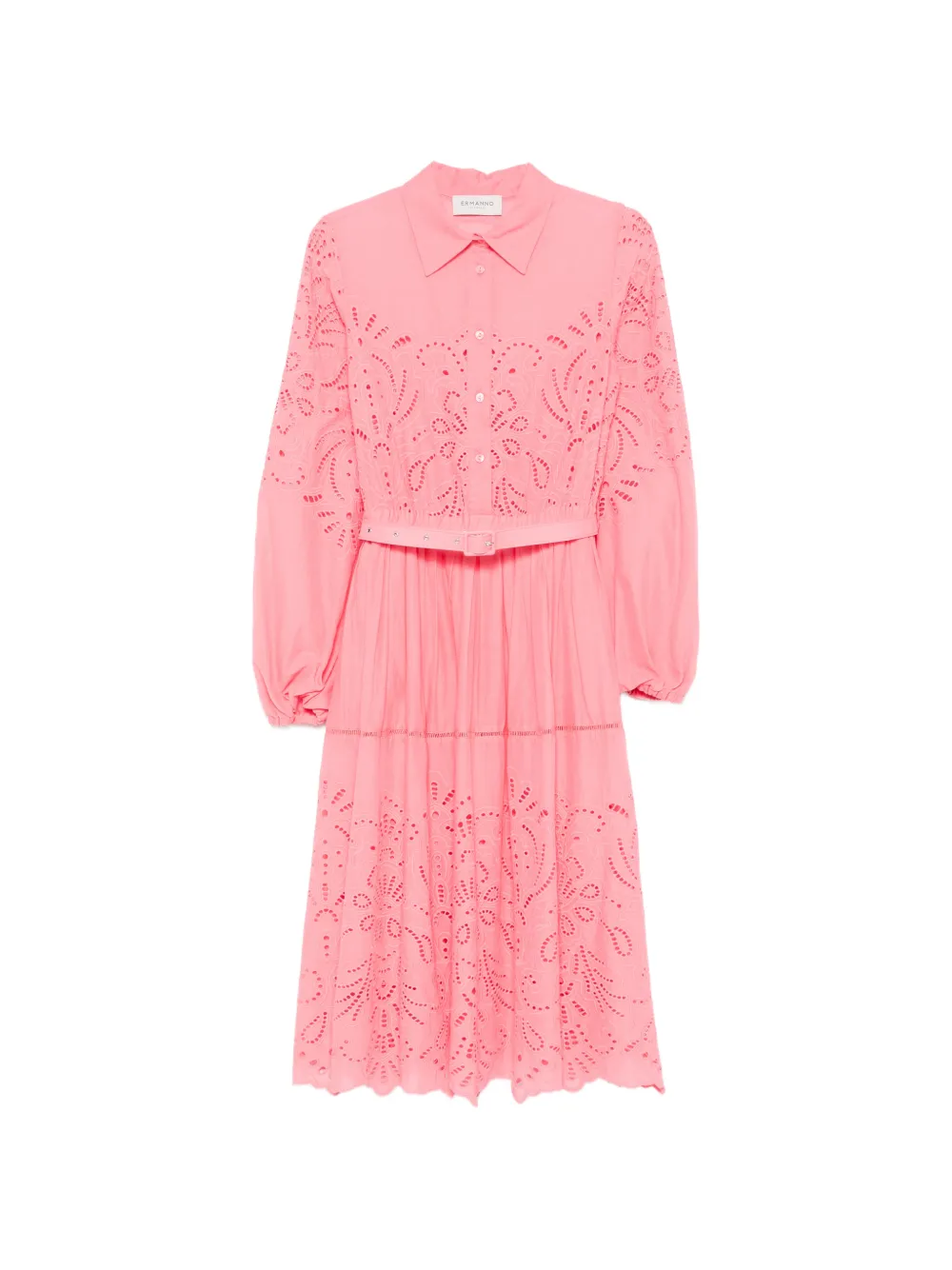 ERMANNO FIRENZE eyelet-detail belted midi dress - Rosa