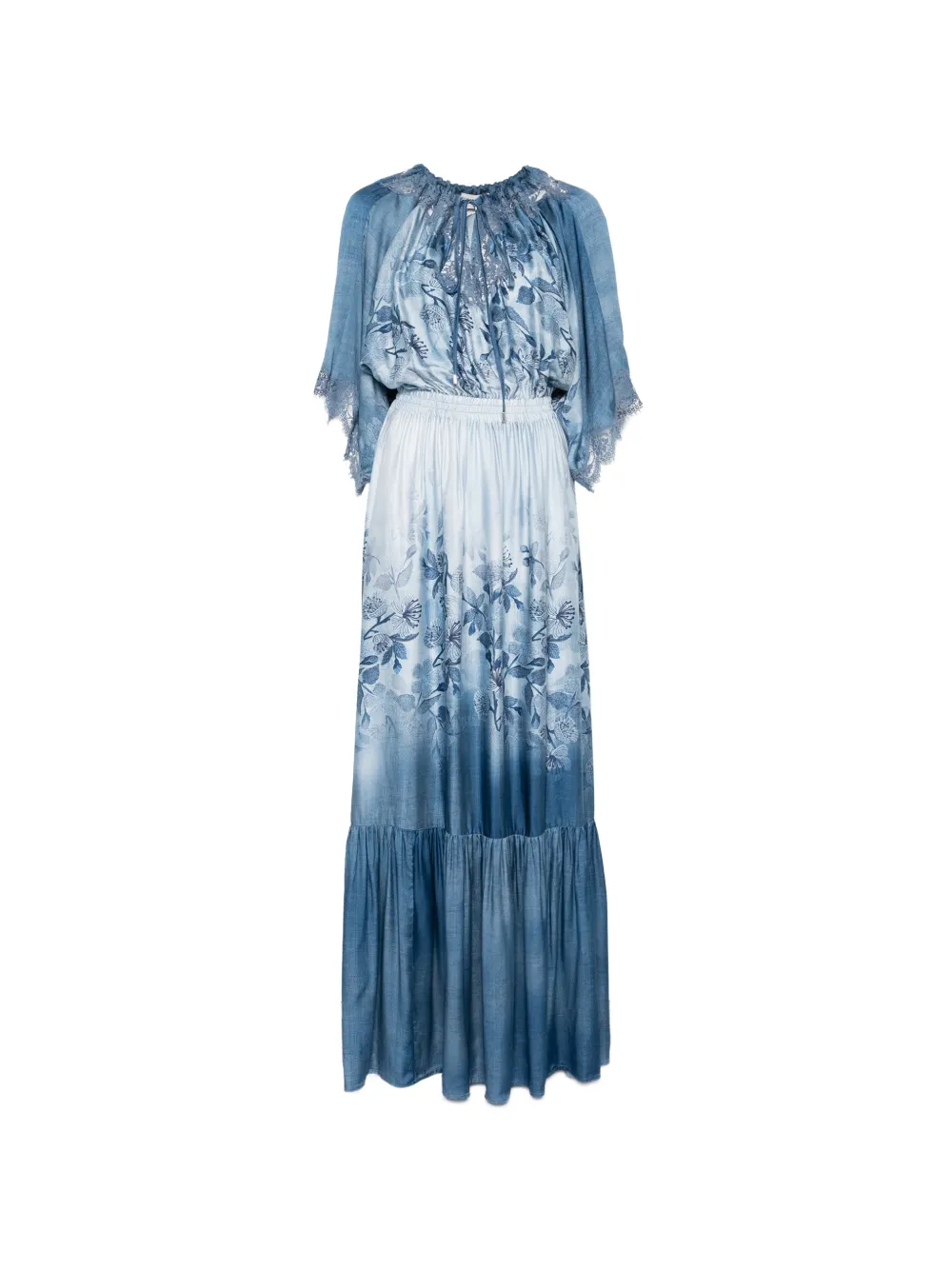 ERMANNO FIRENZE floral lace-trim maxi dress - Blu