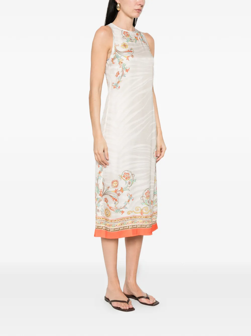  Just Cavalli Printed Midi Dress - Neutrals 