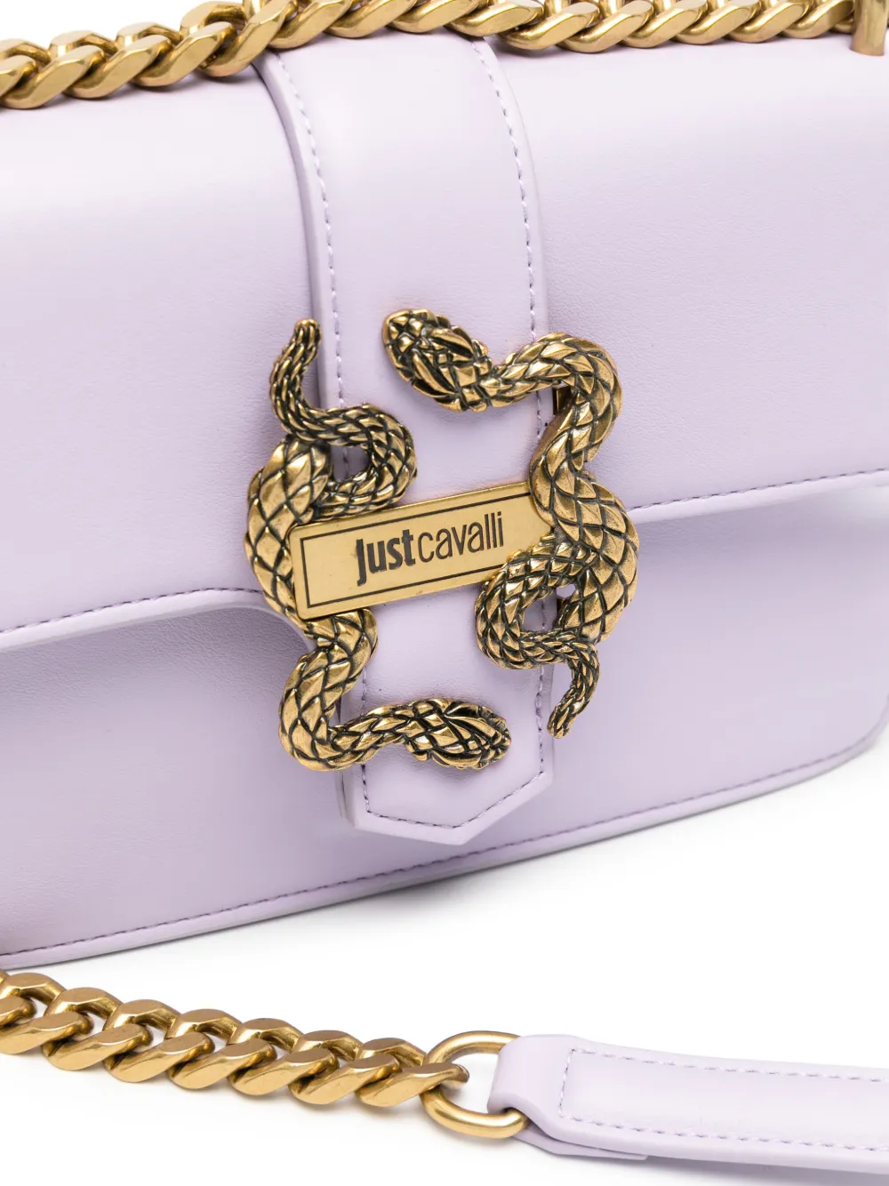Just Cavalli Schoudertas met slangendetail Paars