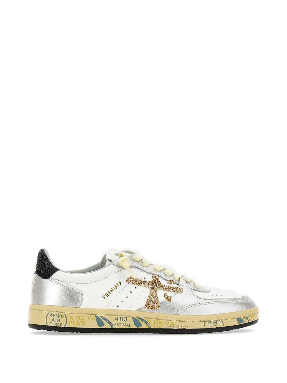 Premiata glitter leather sneakers Wit