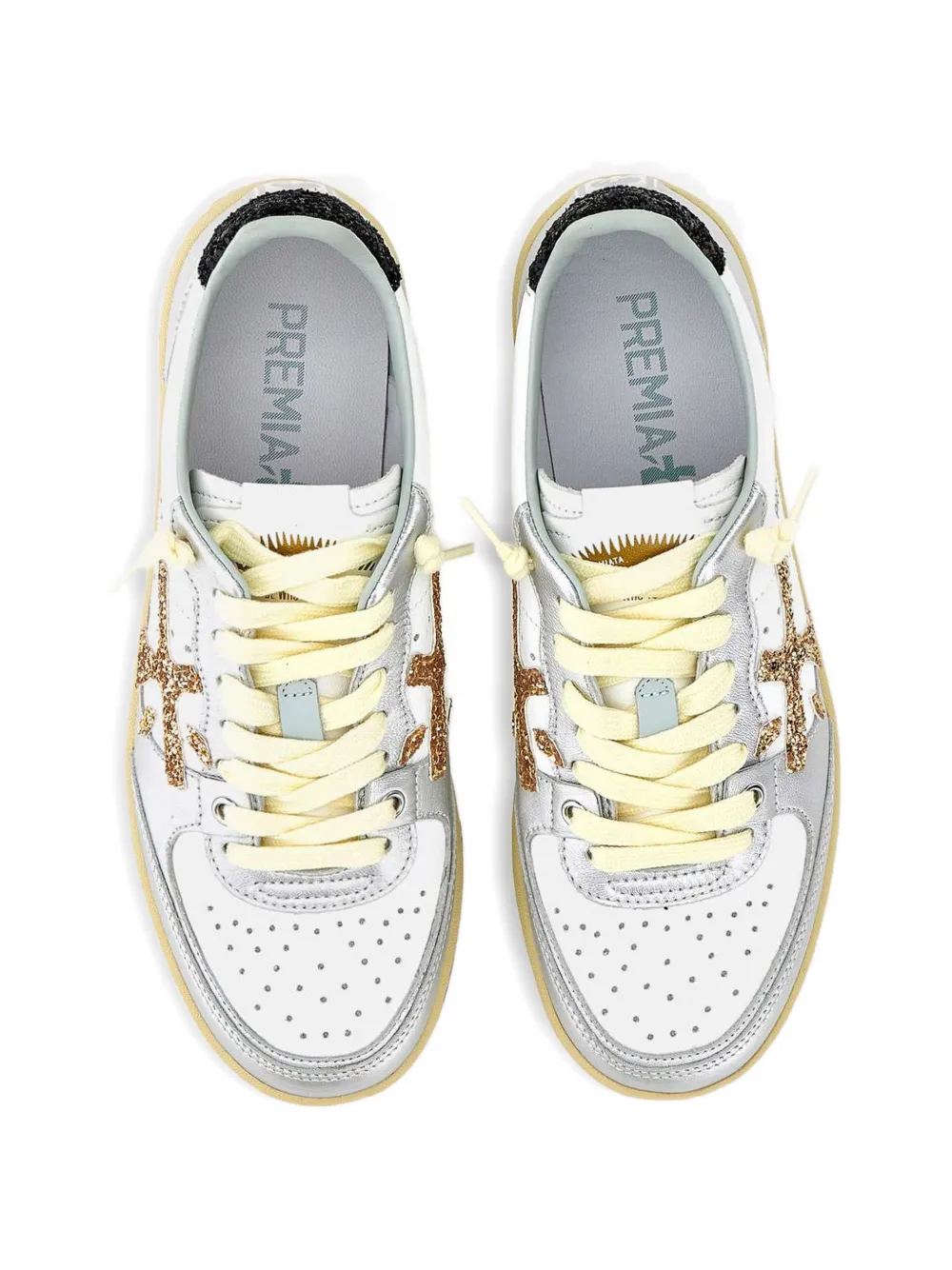 Premiata glitter leather sneakers Wit