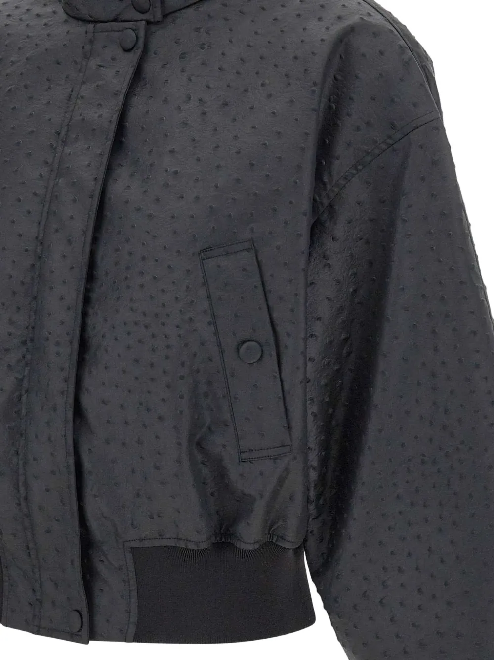 Elisabetta Franchi Jack van taffeta stof met struisvogel-print Zwart