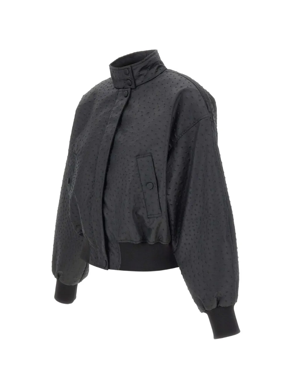  Elisabetta Franchi Embossed High-neck Jacket - Black 