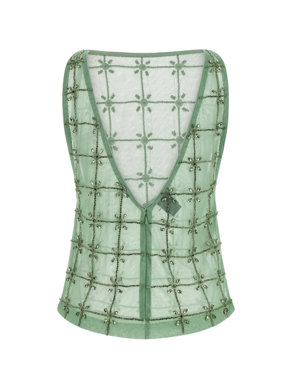  Pinko Quandong Rhinestone Embroidery Top - Green 