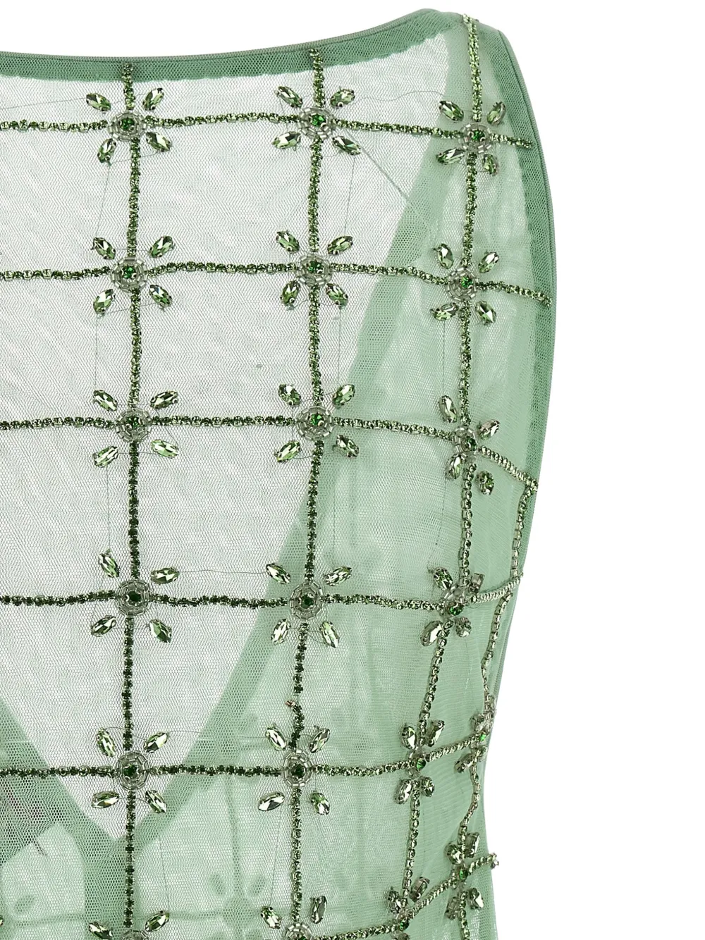  Pinko Quandong Rhinestone Embroidery Top - Green 