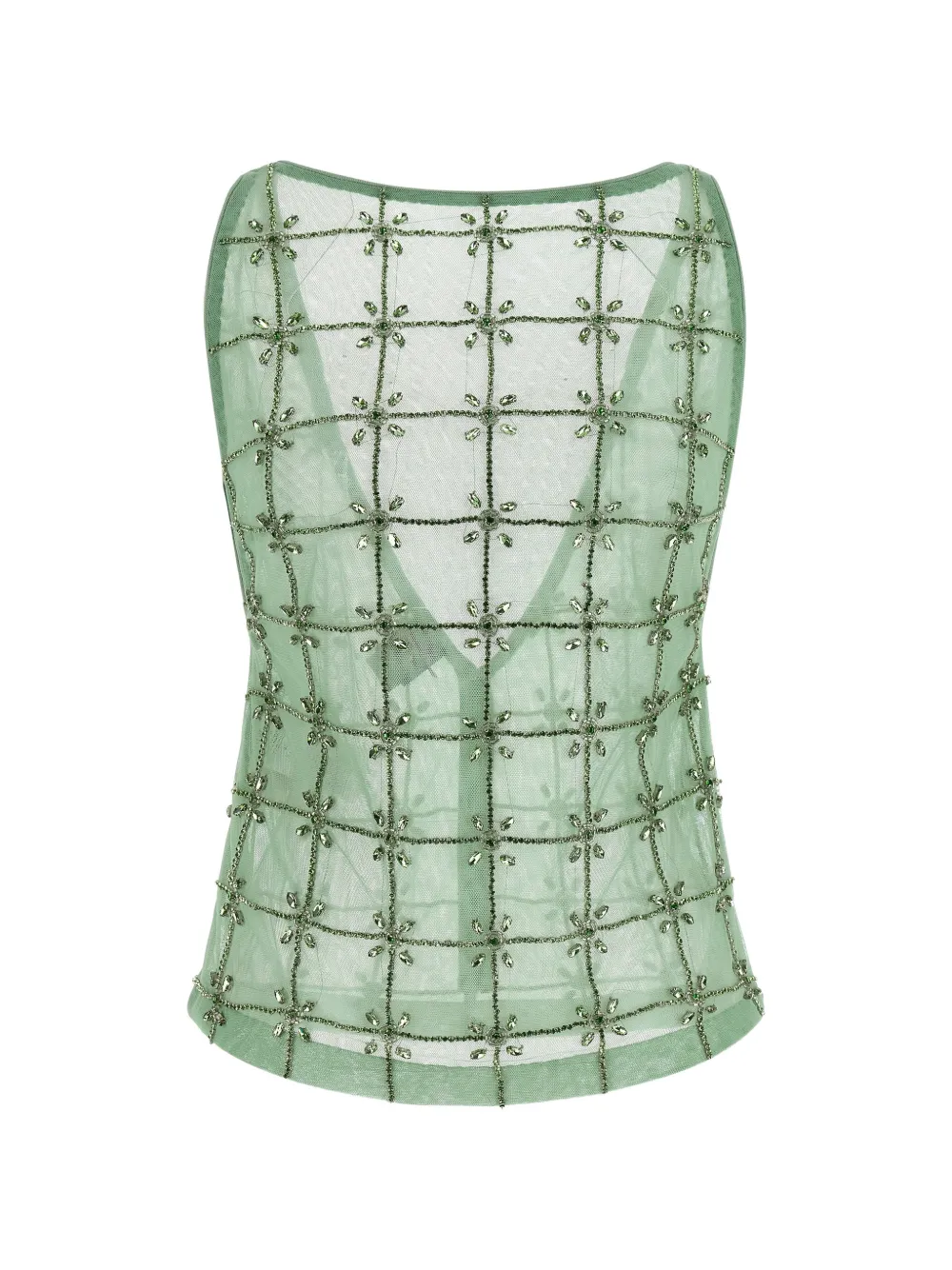 PINKO Quandong rhinestone embroidery top - Verde