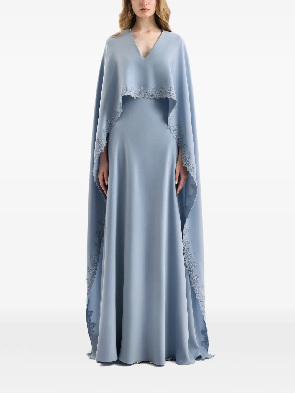 Gemy Maalouf Abito lungo con scollo a V - Blu