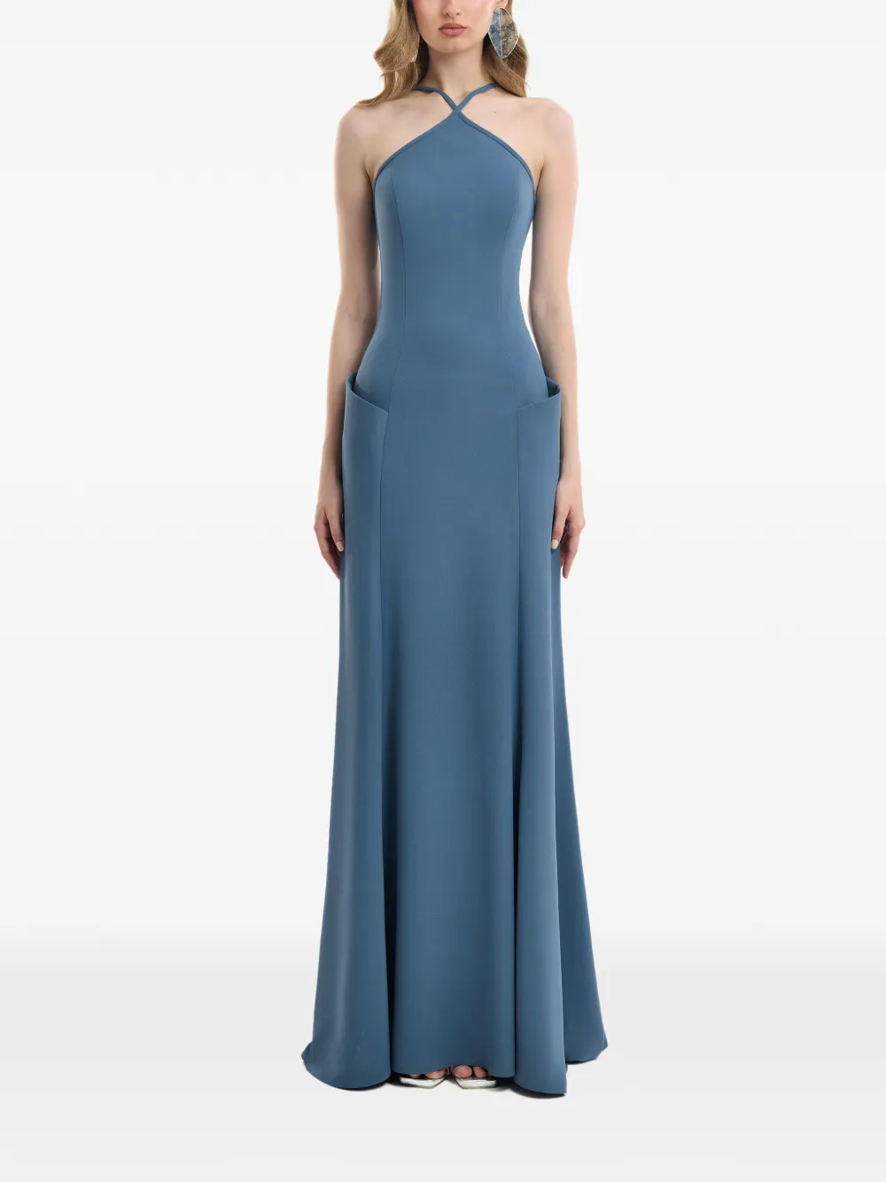 Gemy Maalouf Abito lungo con scollo all'americana - Blu