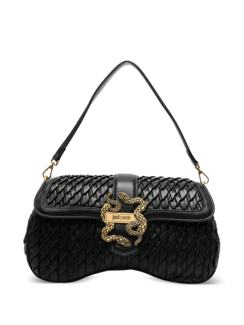 Just Cavalli snake-detail shoulder bag - Nero