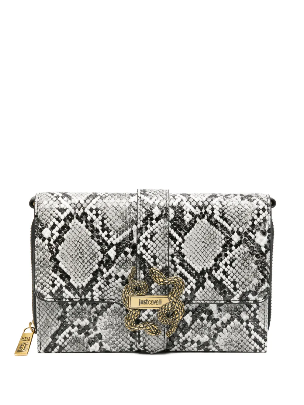 Just Cavalli snake-detail clutch bag - Grigio