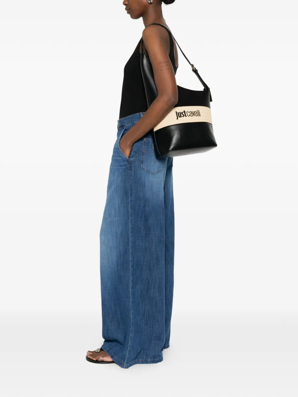 Just Cavalli Schoudertas met logo Zwart
