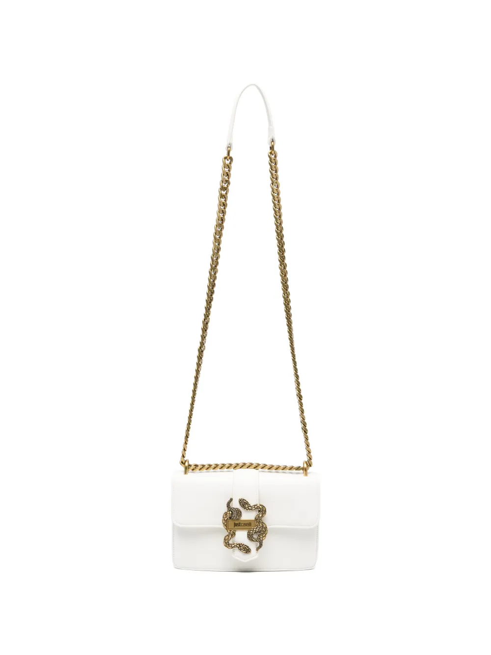 Just Cavalli snake-detail shoulder bag - Bianco