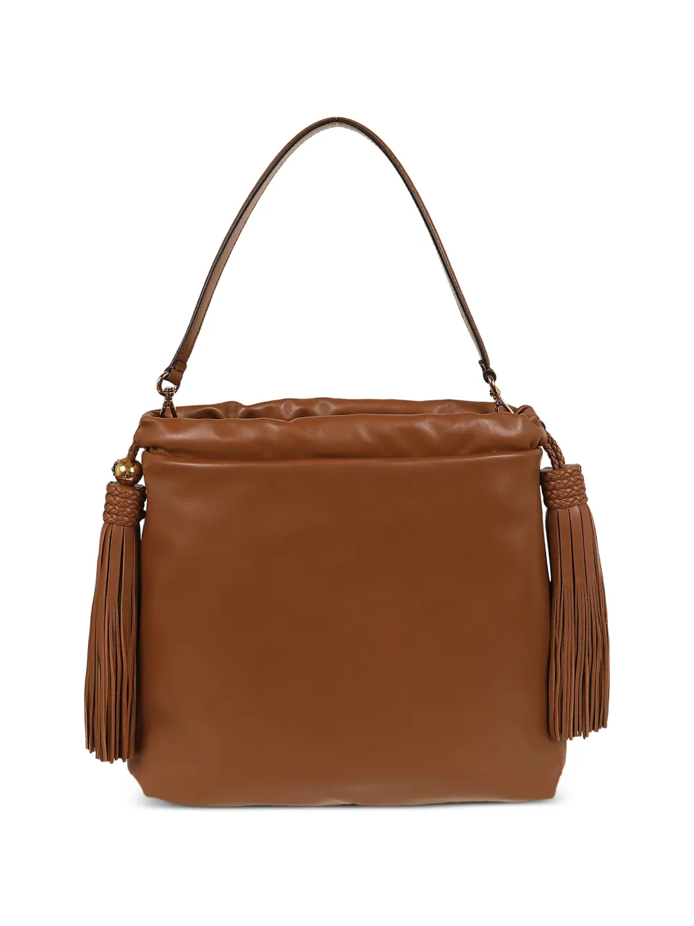 ETRO Kalispera medium leren schoudertas met kwastje Bruin