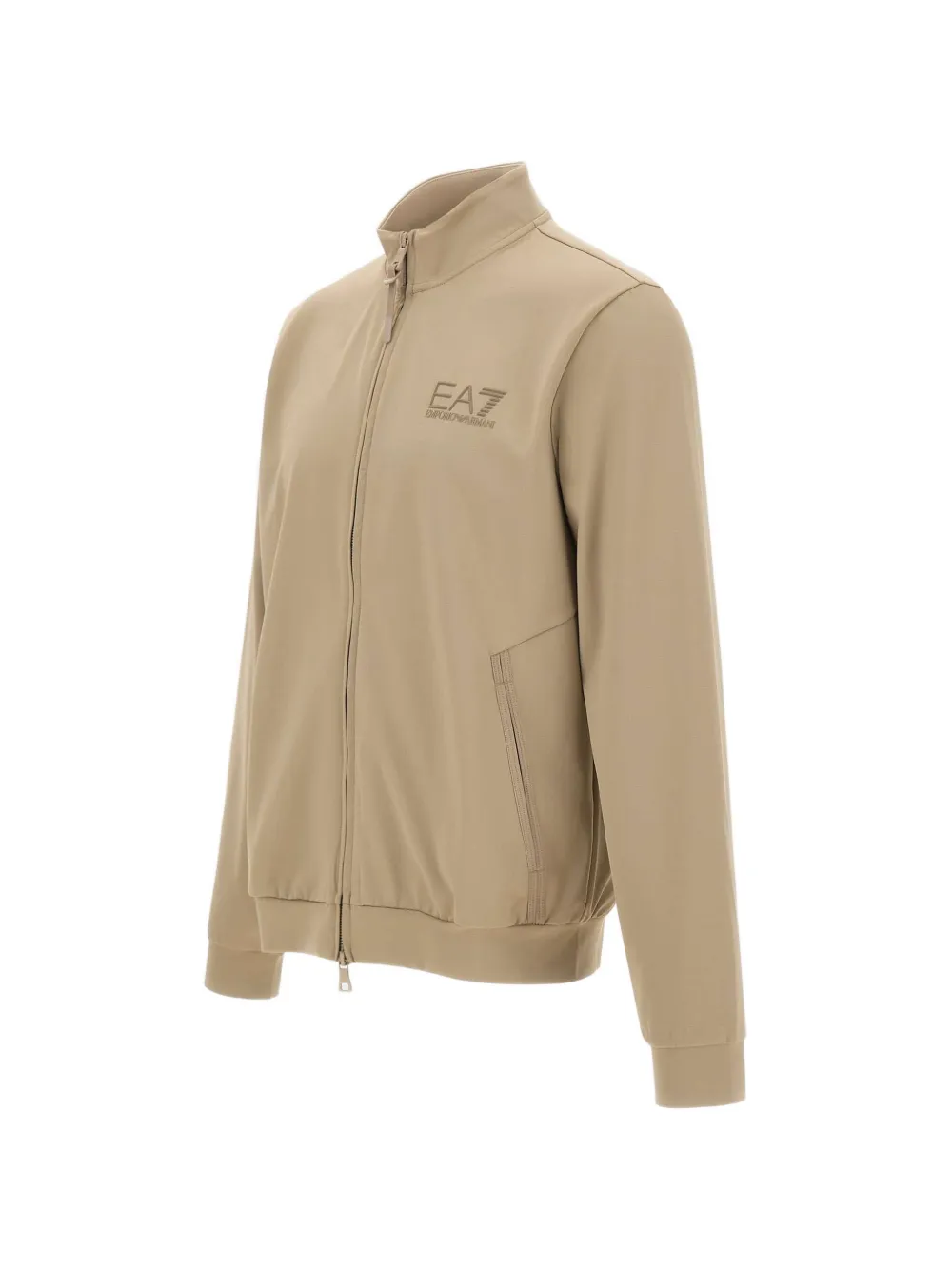Ea7 Emporio Armani Sweater met rits en logodetail Beige