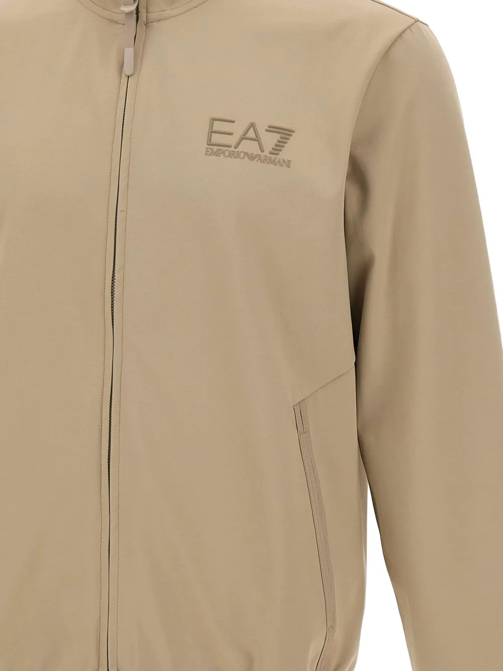 Ea7 Emporio Armani Sweater met rits en logodetail Beige