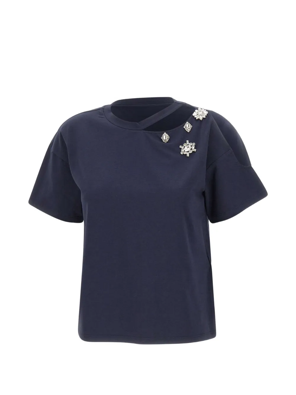LIU JO cut-out jewel-embellished T-shirt - Blu