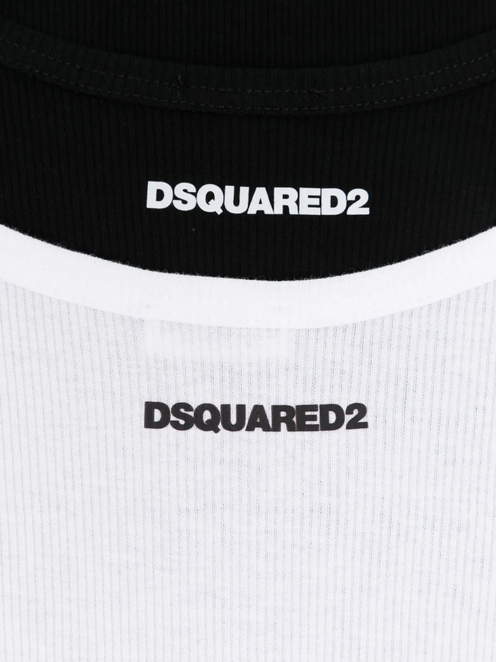  Dsquared2 Ribbed-knit Tank Top (set Of Two) - Black 