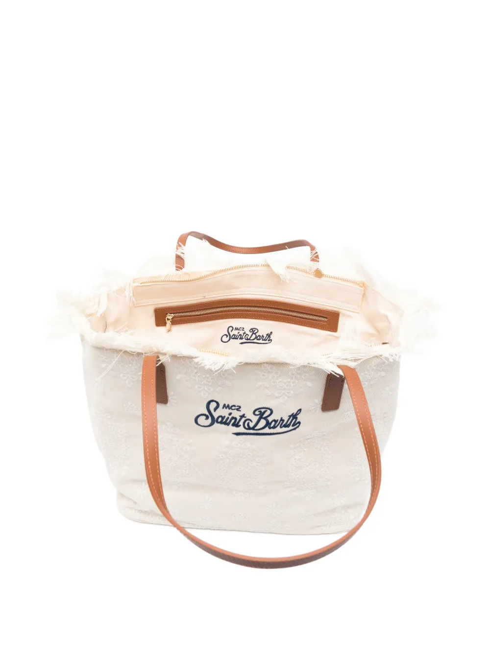 MC2 Saint Barth Schoudertas met franje Beige