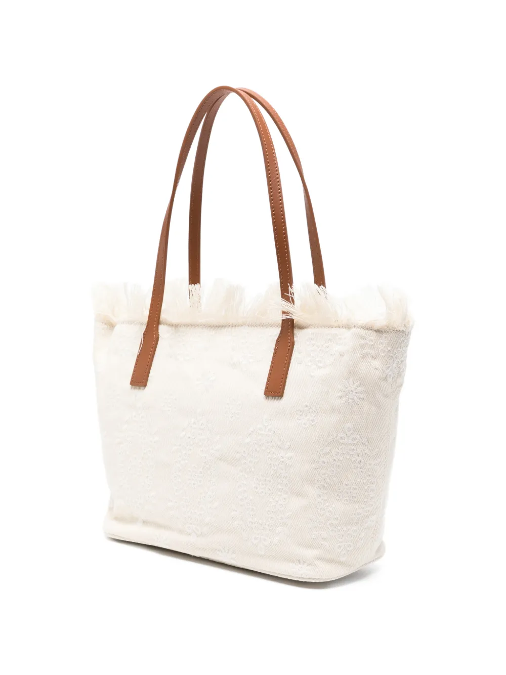  Mc2 Saint Barth Mid City Fringed Floral Shoulder Bag - Neutrals 