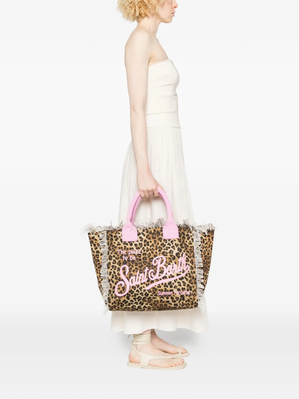  Mc2 Saint Barth Fringed Leopard-pattern Tote Bag - Brown 