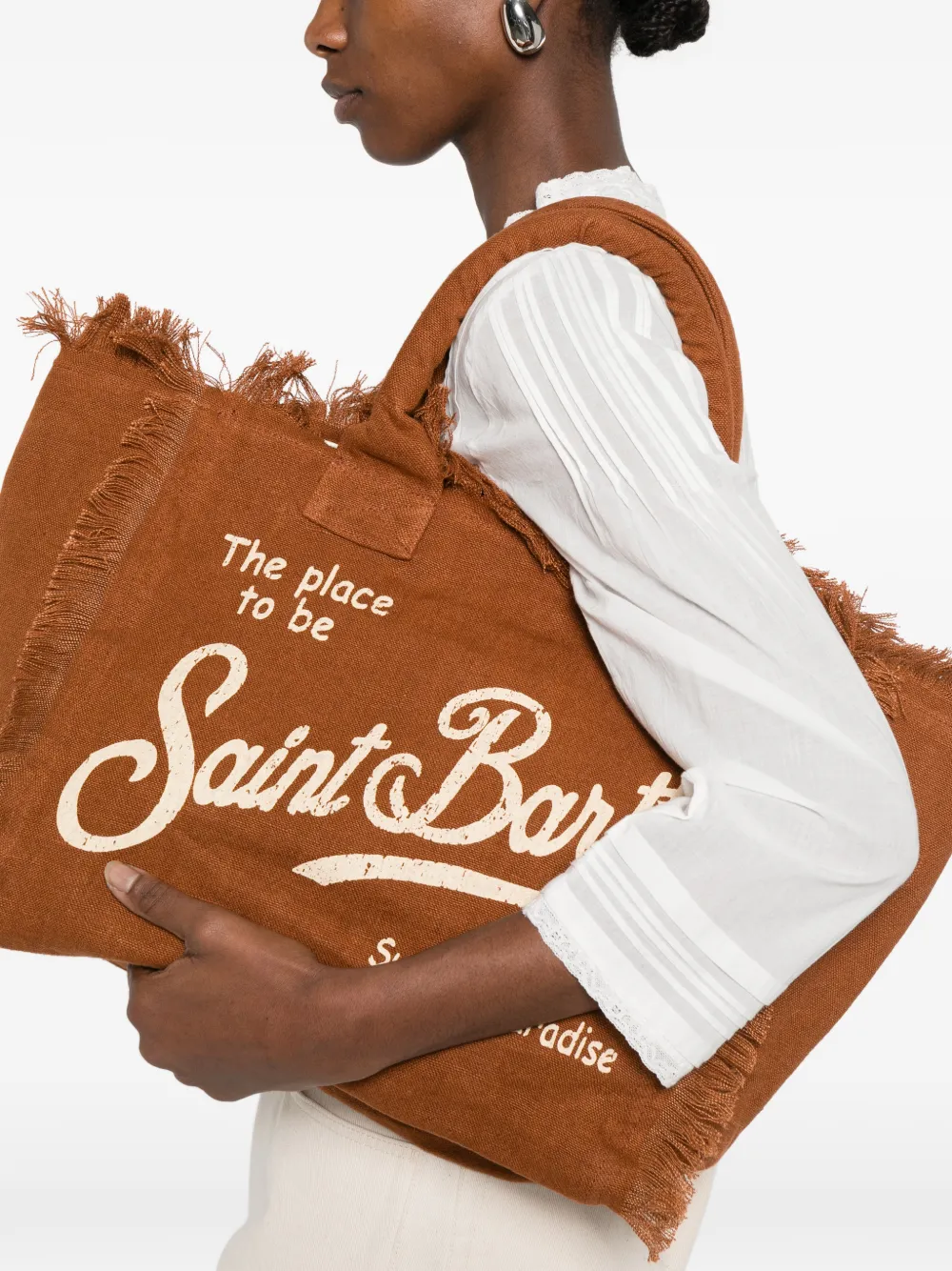  Mc2 Saint Barth Vanity Fringed Tote 0bag - Brown 