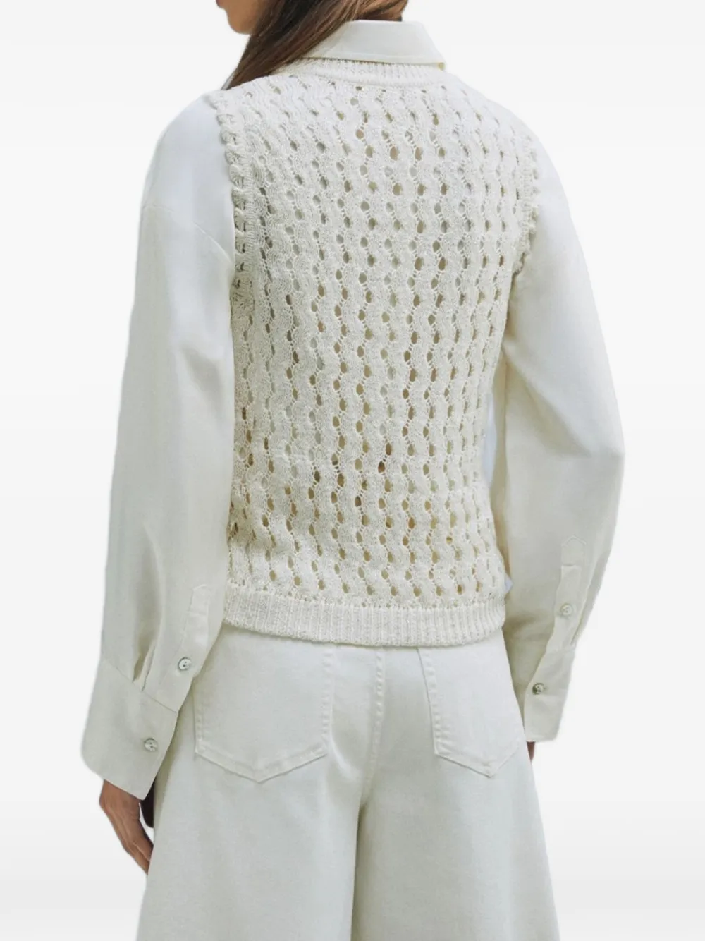  Marella Mouliné Openwork Vest - Neutrals 
