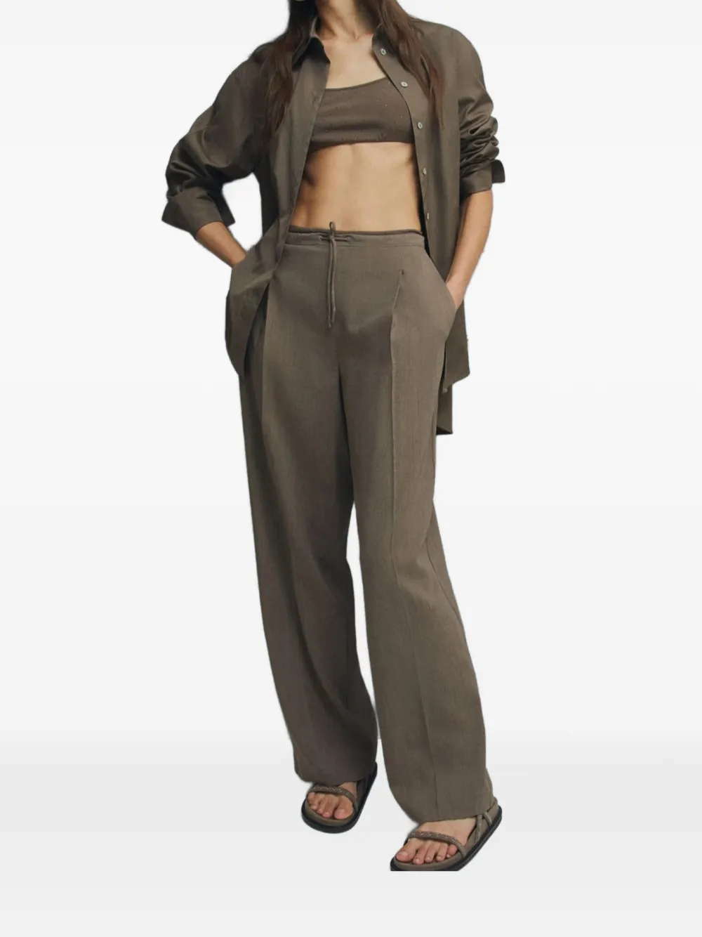  Marella Mlmalloro Drawstring-fastening Trousers - Brown 