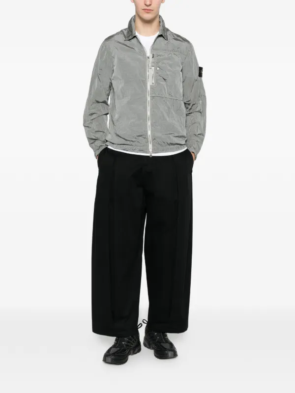 Stone Island logo-patch zip-up Jacket | Grey | FARFETCH ZA