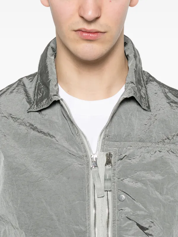 Stone Island logo-patch zip-up Jacket | Grey | FARFETCH ZA