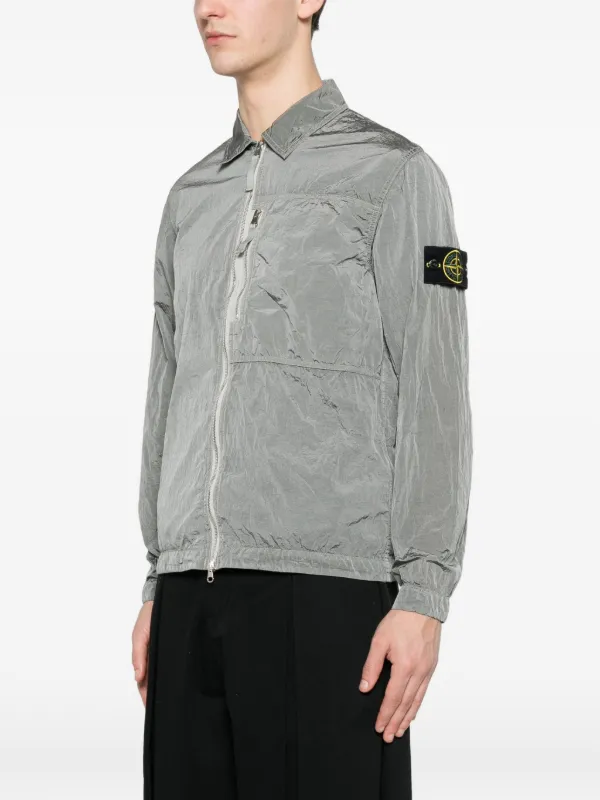 Stone Island logo-patch zip-up Jacket | Grey | FARFETCH ZA