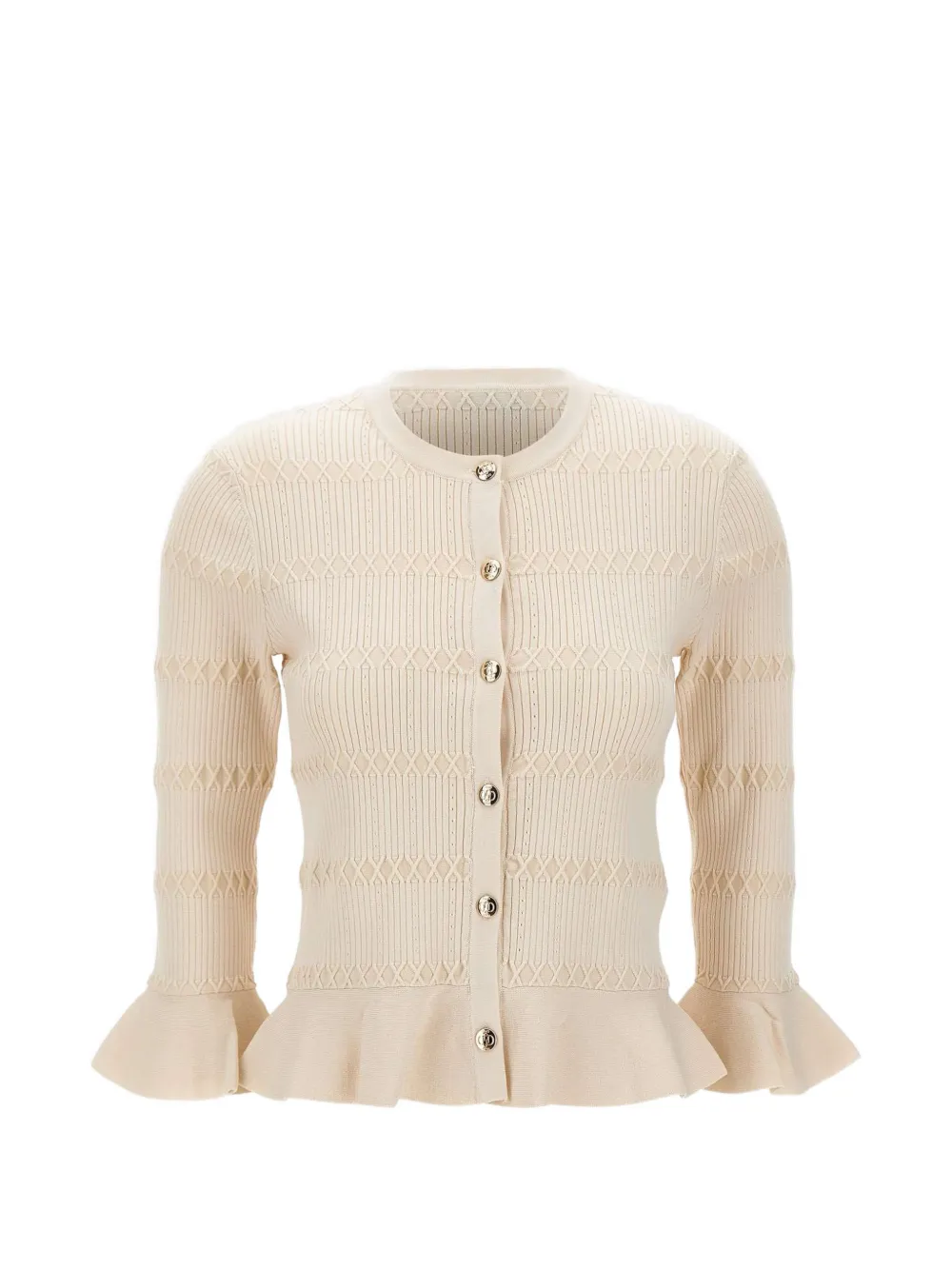 LIU JO ruffled-cuff buttoned cardigan - White