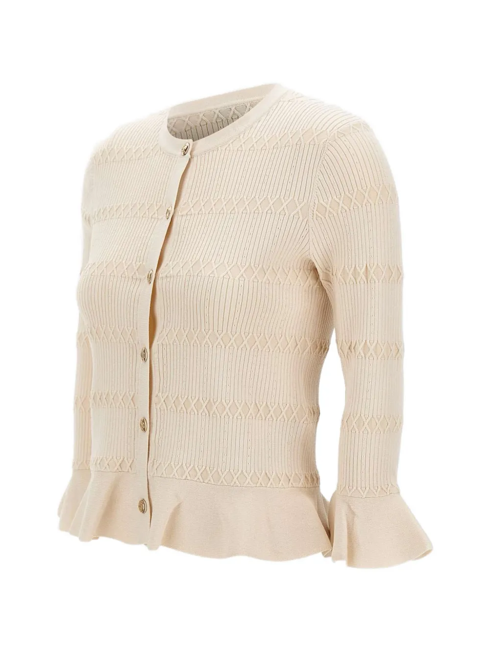  Liu Jo Ruffled-cuff Buttoned Cardigan - White 