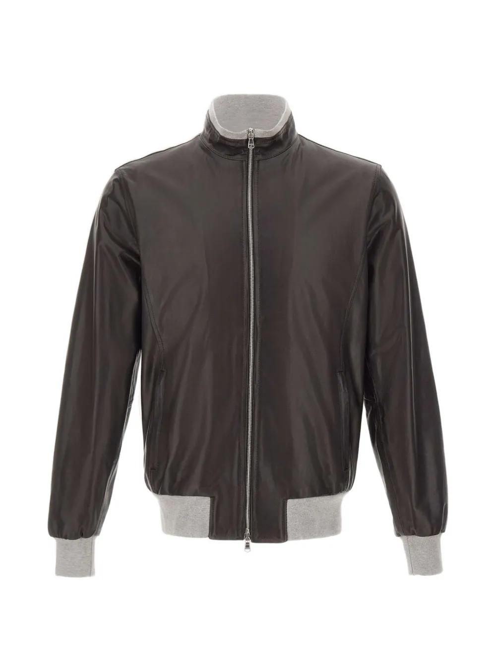 Barba Fox zip leather jacket | Brown