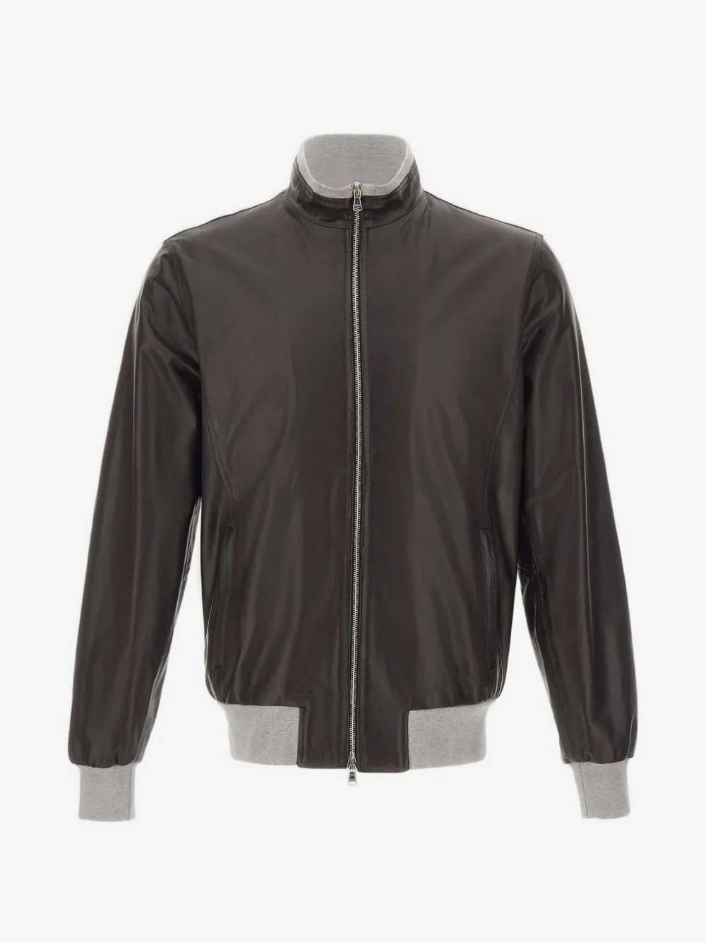 Barba Fox zip leather jacket | Brown | Image 1