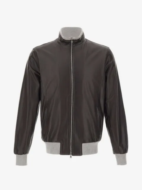 Barba Fox zip leather jacket