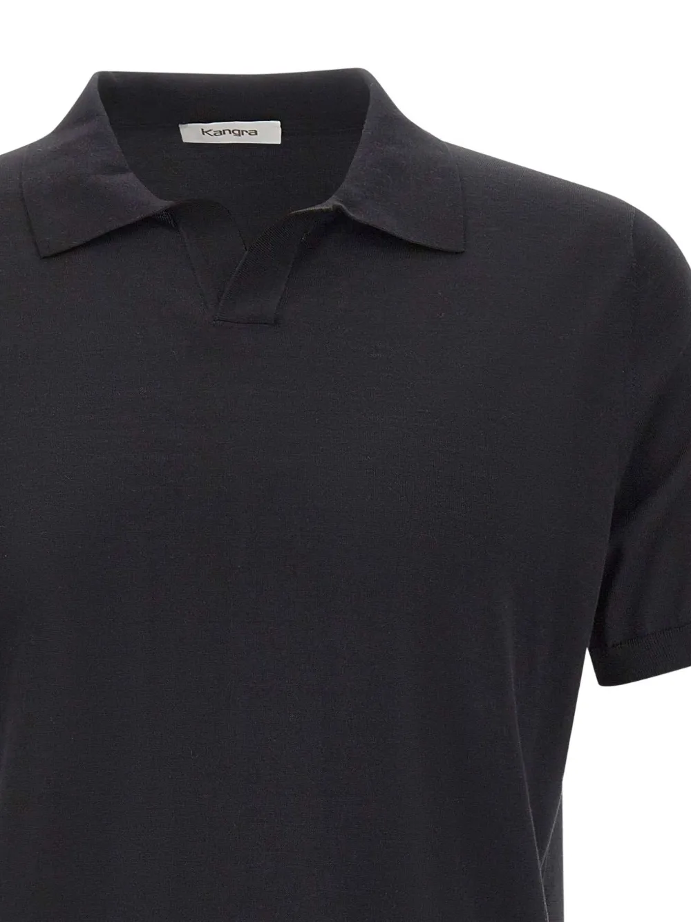 Kangra Geribbeld poloshirt Zwart
