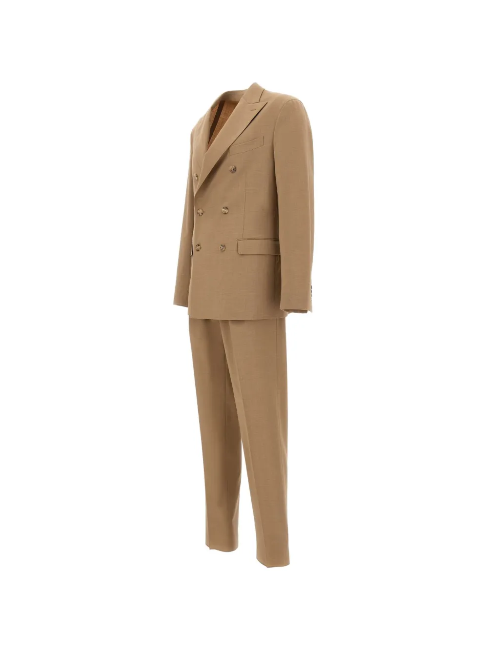 Boglioli Pak met dubbele rij knopen en opstaande revers Beige