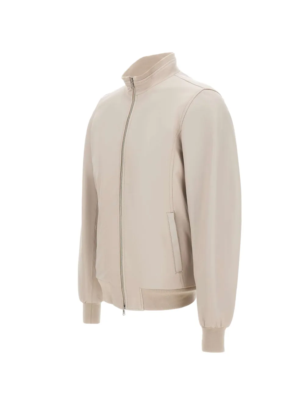  Barba Fox Ribbed Leather Jacket - Neutrals 