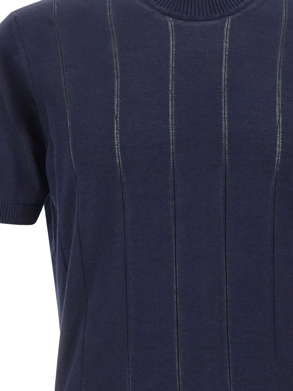Kangra Geribbelde trui met korte mouwen Blauw