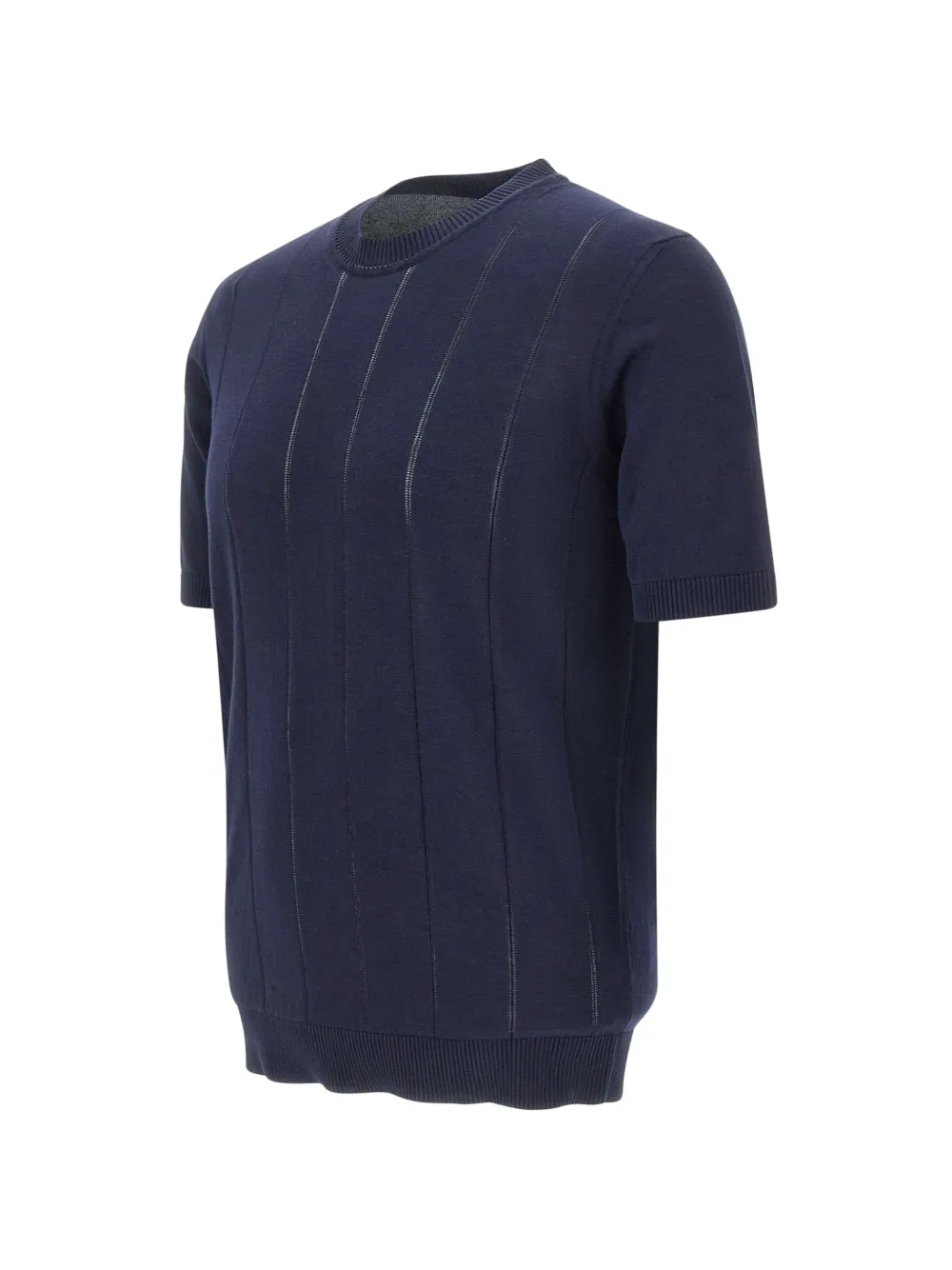 Kangra Geribbelde trui met korte mouwen Blauw