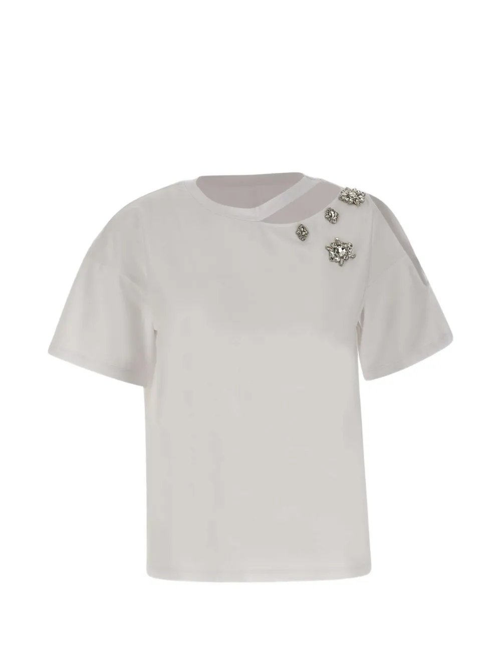 LIU JO cut-out jewel-embroidery T-shirt - Bianco