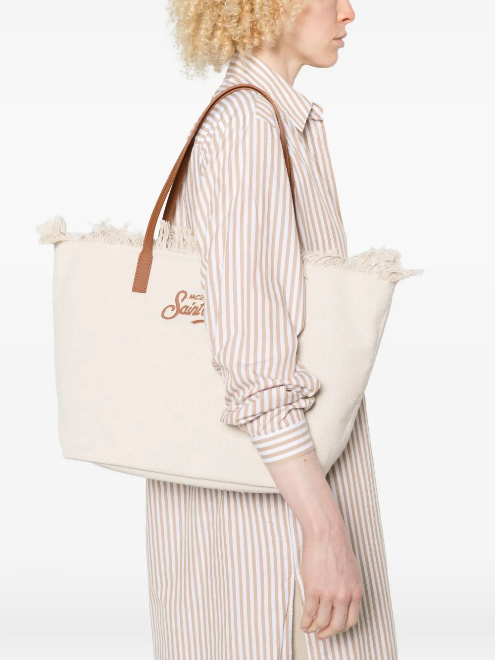 MC2 Saint Barth Shopper met franje Beige