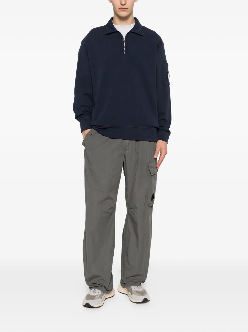 C.P. Company Sweater met ritssluiting en zak Blauw