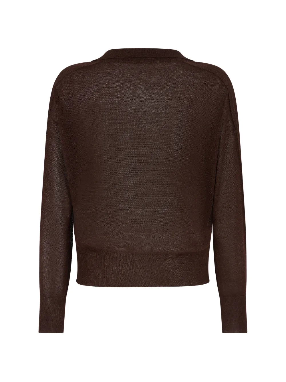  Alpha Studio Polo-collar V-neck Sweater - Brown 