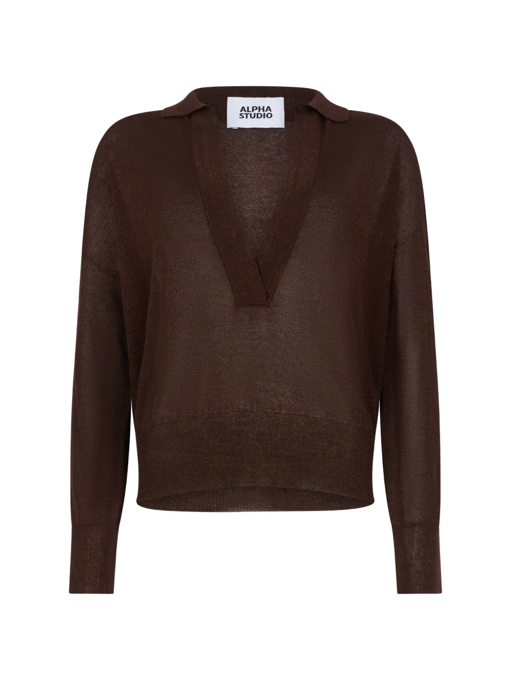 ALPHA STUDIO polo-collar V-neck sweater - Marrone